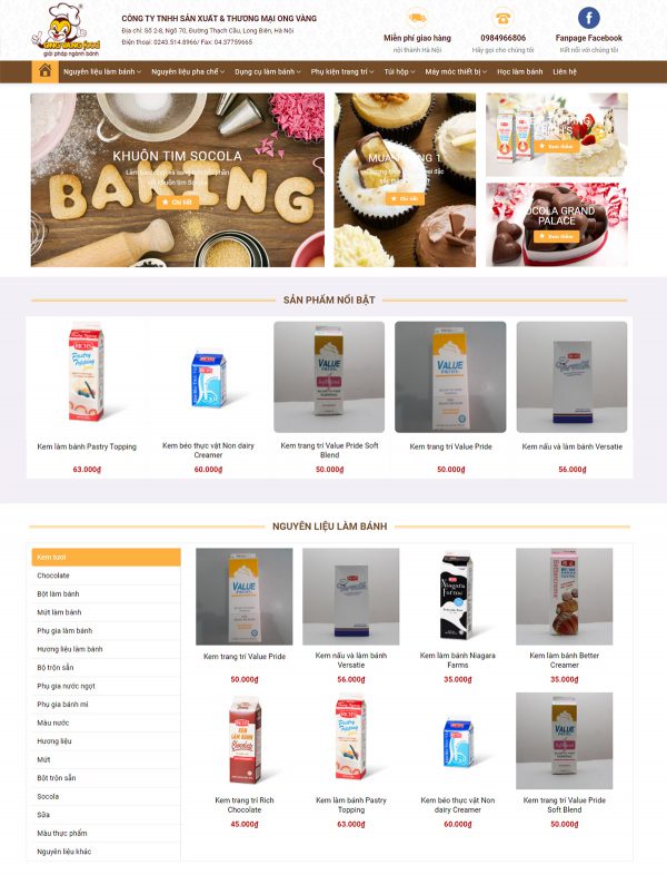 Thiết kế website công ty làm bánh ngọt